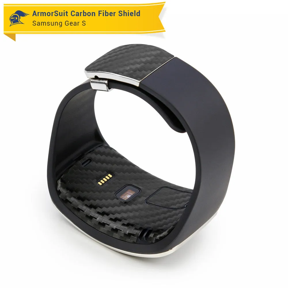 Samsung Gear S Screen Protector   Black Carbon Fiber Skin