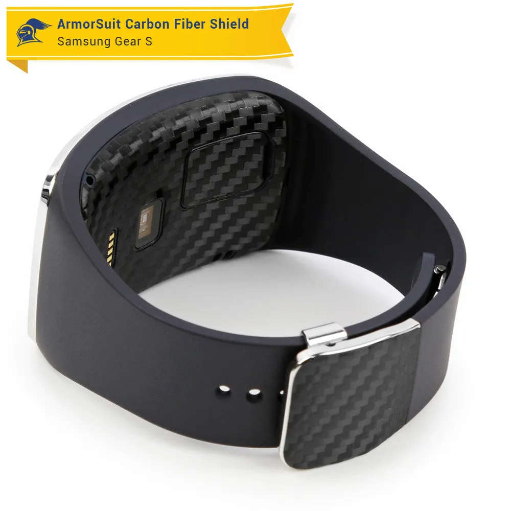 Samsung Gear S Screen Protector   Black Carbon Fiber Skin