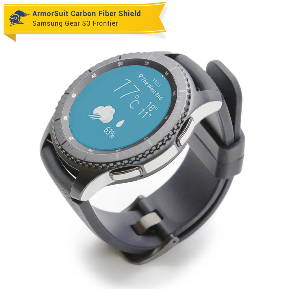 Samsung Gear S3 Frontier Screen Protector   White Carbon Fiber Skin