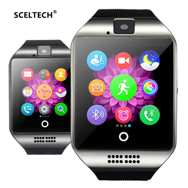 SCELTECH Bluetooth Smart Watch Q18 With Camera Facebook Whatsapp Twitter Sync SMS Smartwatch Support SIM TF Card For IOS Android