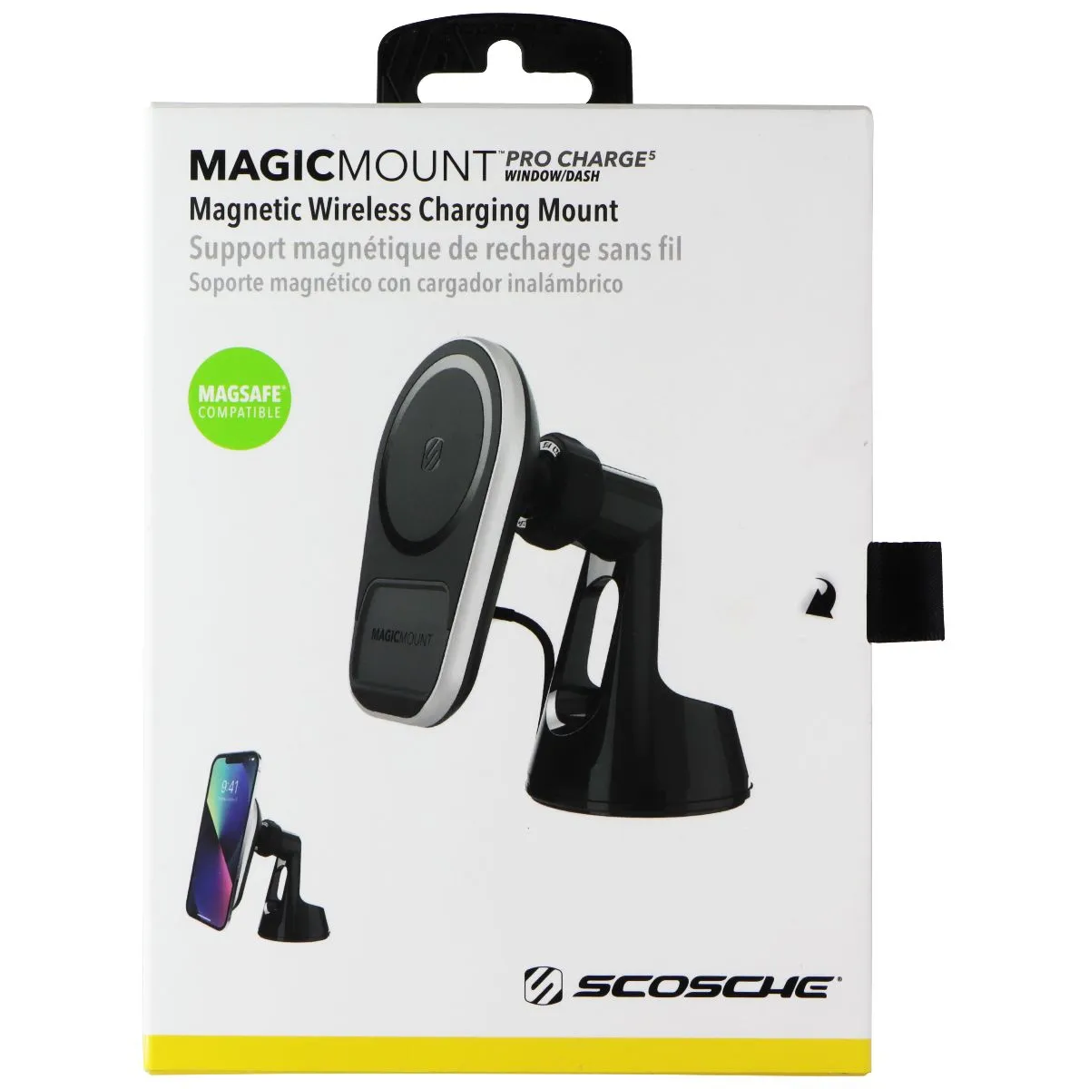 Scosche MagicMount Pro Charge5 (15W) Wireless Charging Car Mount - Window/Dash