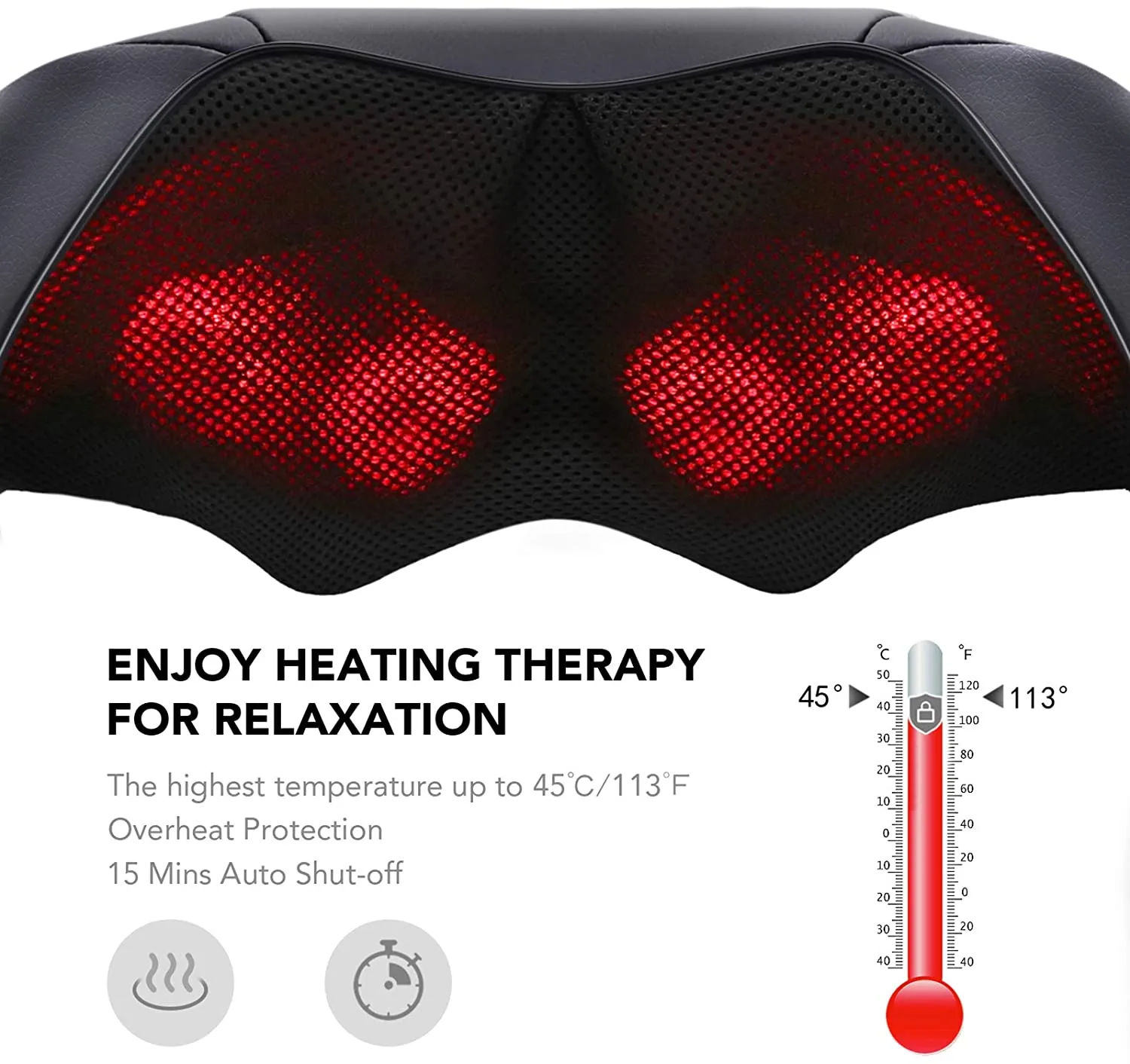 Shiatsu Back and Neck Massager with Heat 3D Deep Kneading Massage for Back, Shoulders, Foot, and Legs (Gray)