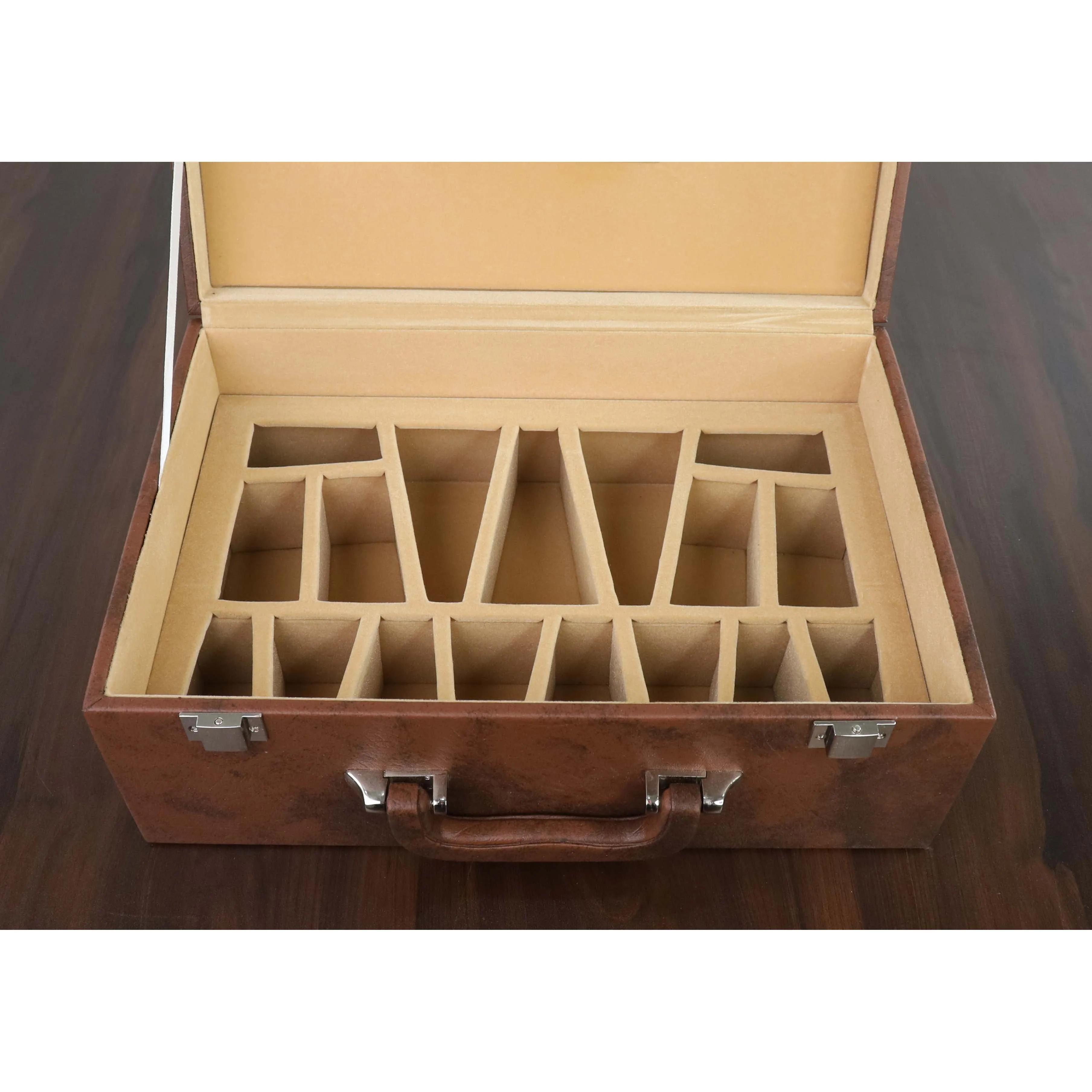 Signature Leatherette Coffer Storage Box - Tan Brown - Chess Pieces upto 4"