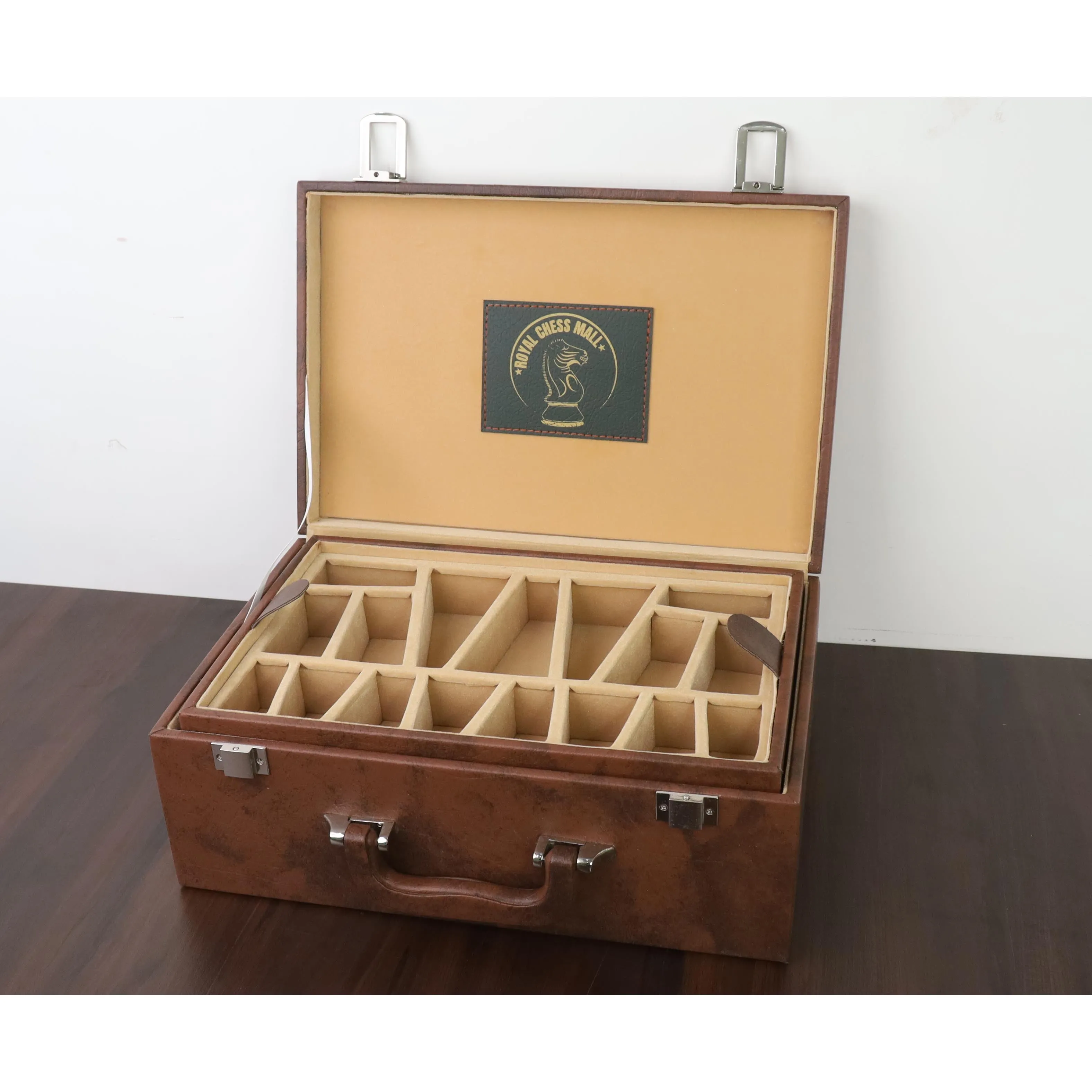 Signature Leatherette Coffer Storage Box - Tan Brown - Chess Pieces upto 4"