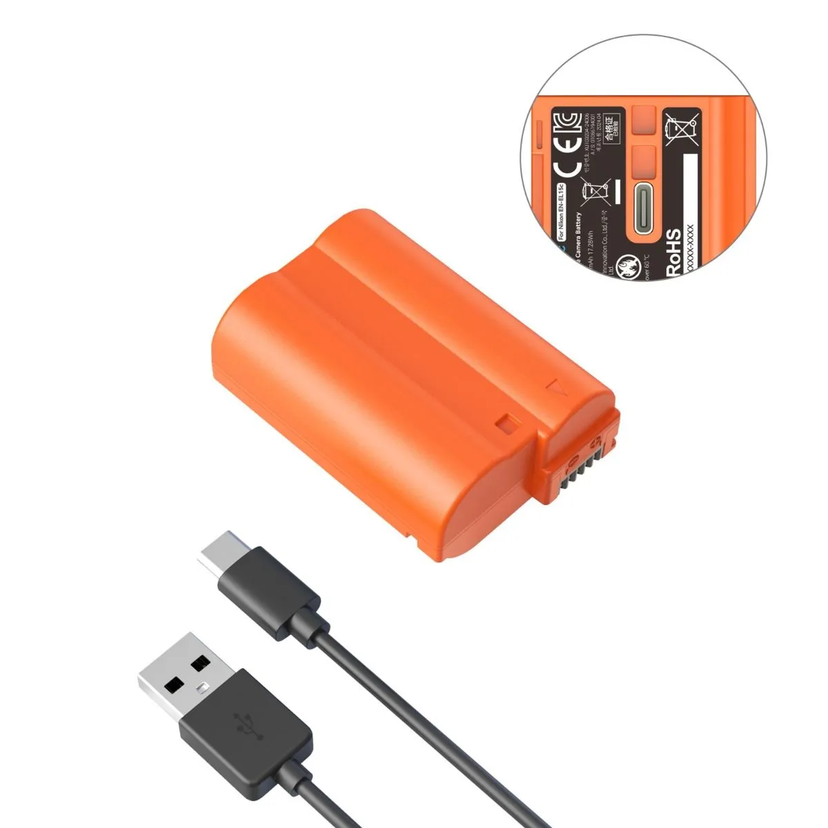 SmallRig EN-EL15c USB-C Rechargeable Camera Battery (Orange) 4966