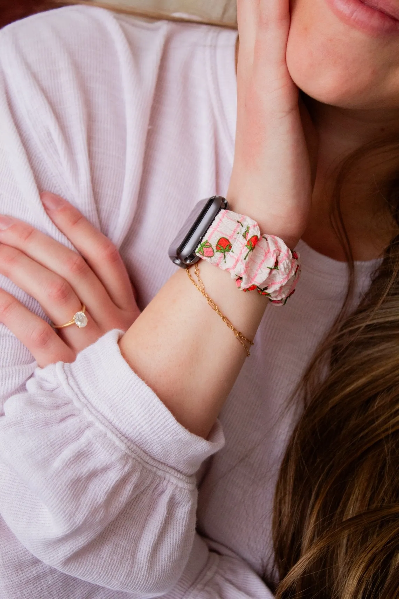 Strawberry Fields Scrunchie Band Compatible with Apple Watch