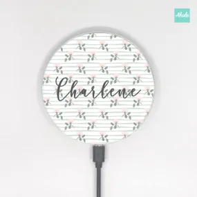 【Stripey flower】15W Ultra thin FastWireless Charger Pad 條紋花朵名字無線差電板