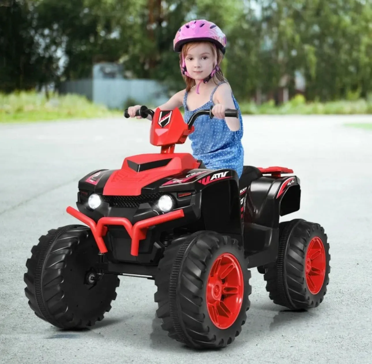 Super Cool 12V Kids Ride On ATV, Car 1 Seater | LED Lights | Heavy Duty Tires | Ages 3-7 | Music | 2 Speeds | Upgraded