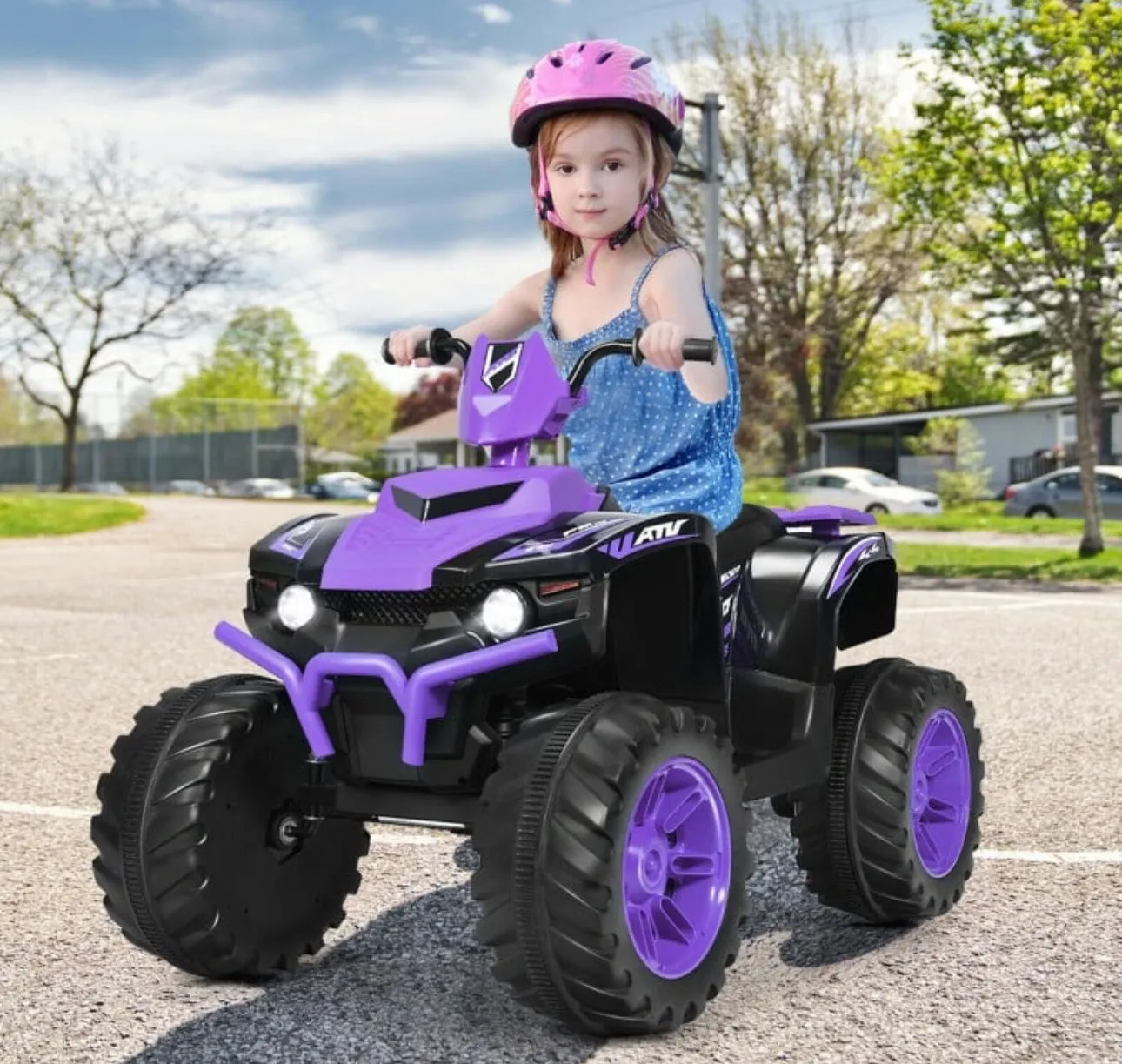 Super Cool 12V Kids Ride On ATV, Car 1 Seater | LED Lights | Heavy Duty Tires | Ages 3-7 | Music | 2 Speeds | Upgraded