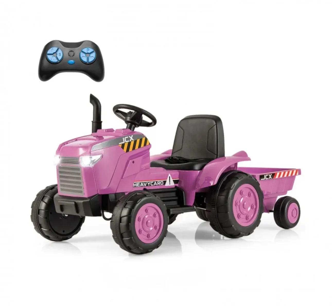 Super Cool 12Volt 2025 Kids Ride On Car Tractor With Trailer | USB | Lights | Horn | Radio | 3-7KPH Approx | Ages 3-8 | Remote