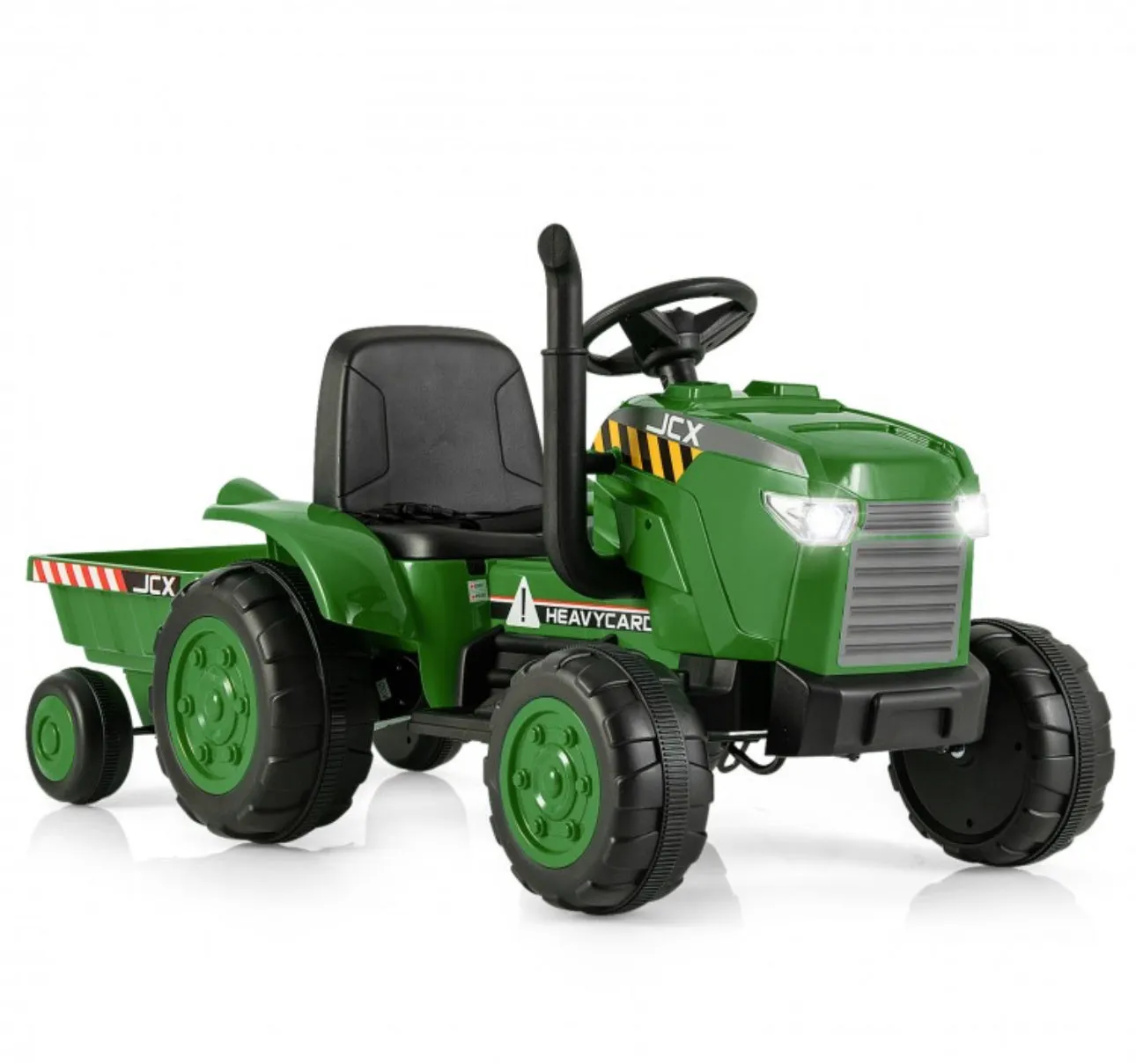 Super Cool 12Volt 2025 Kids Ride On Car Tractor With Trailer | USB | Lights | Horn | Radio | 3-7KPH Approx | Ages 3-8 | Remote