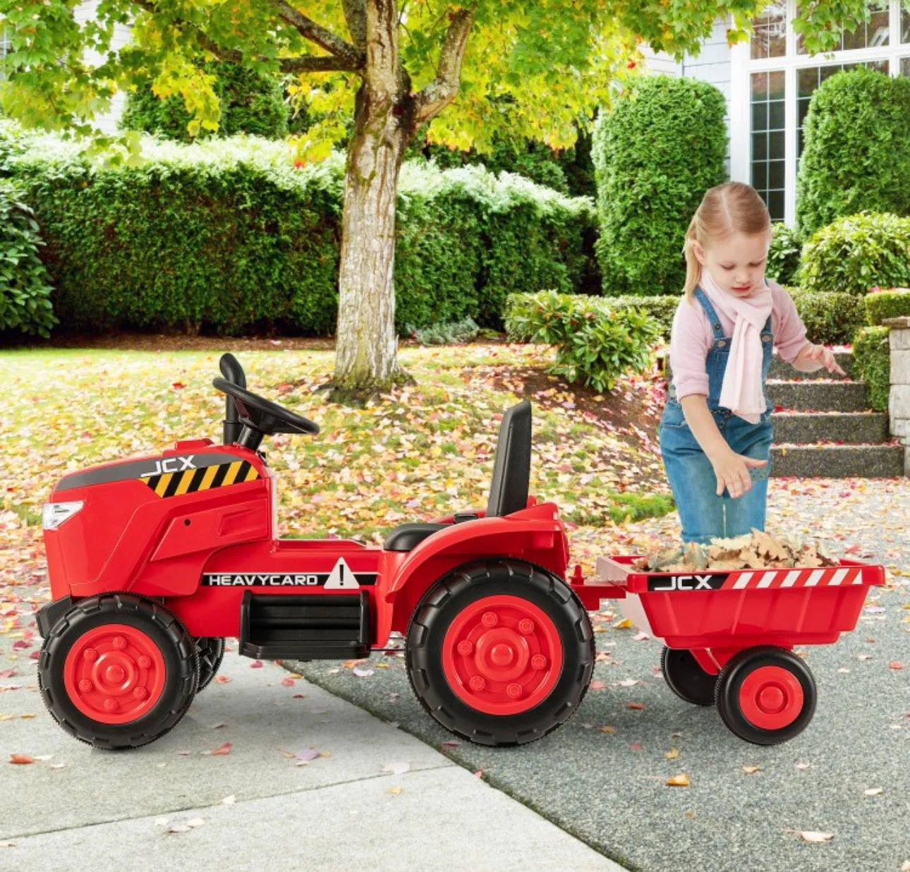 Super Cool 12Volt 2025 Kids Ride On Car Tractor With Trailer | USB | Lights | Horn | Radio | 3-7KPH Approx | Ages 3-8 | Remote