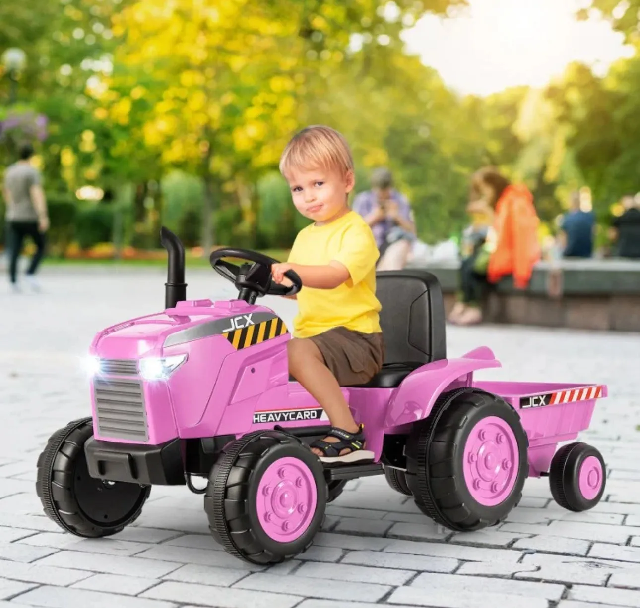 Super Cool 12Volt 2025 Kids Ride On Car Tractor With Trailer | USB | Lights | Horn | Radio | 3-7KPH Approx | Ages 3-8 | Remote