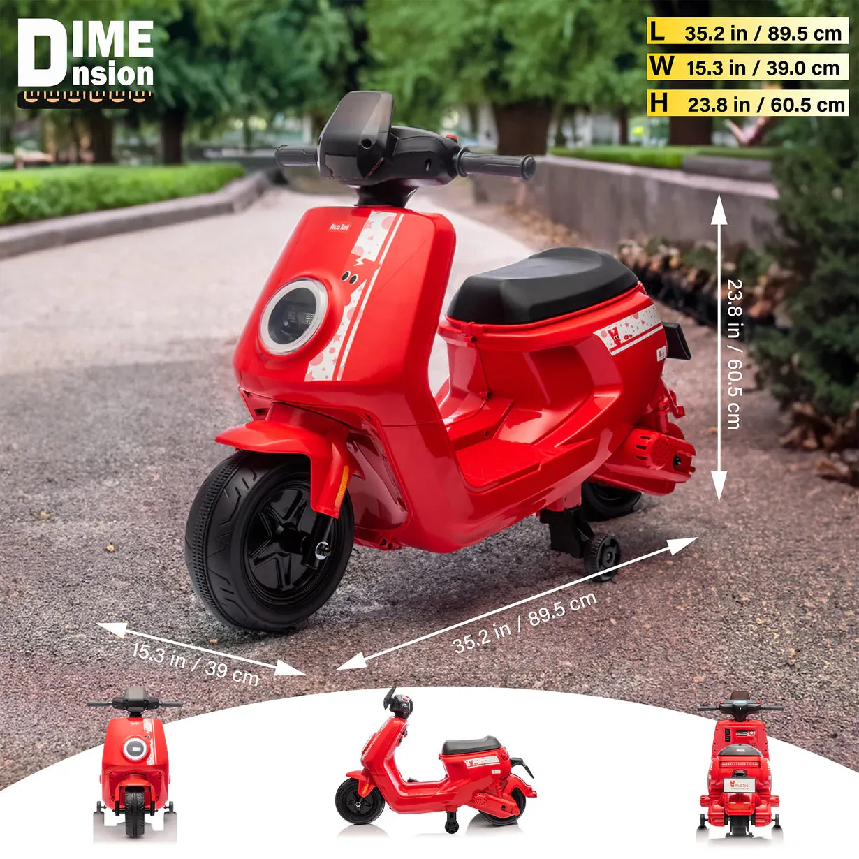 Super Cool 2025 Kids Electric Vespa Style Scooter Car, Upgraded 12V | 1 Seater Motorcycle | MP3 | Ages 2-8