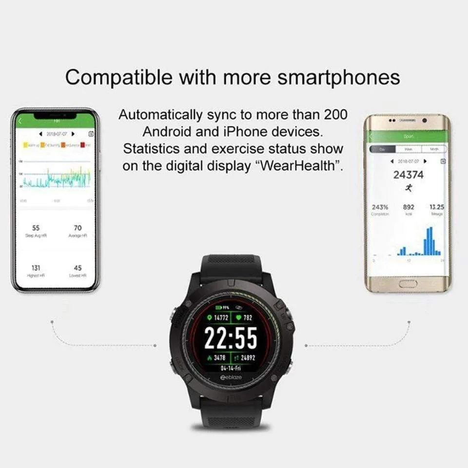 Tactical Smartwatch - Compatible With IOS & ANDROID