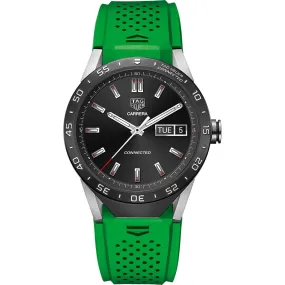 Tag Heuer Men's SAR8A80.FT6059 Connected Smartwatch Android 4.3  IOS 8.2  Bluetooth Gyroscope sensor Haptic engine Microphone Green Rubber Watch