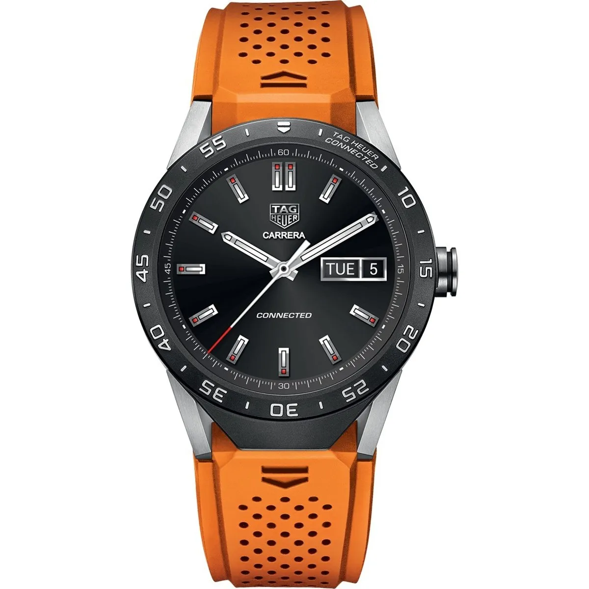 Tag Heuer Men's SAR8A80.FT6061 Connected Smartwatch Android 4.3  IOS 8.2  Bluetooth Gyroscope sensor Haptic engine Microphone Orange Rubber Watch