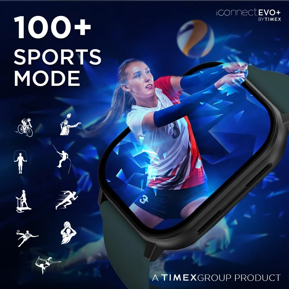 TIMEX iConnect EVO Made in India Unisex Smartwatch|Largest Display 2.04" AMOLED with 368x448 Pixel Bluetooth Calling|Rotating Functional Crown|AI Voice Assist|Upto 7 Days Battery -TWIXW404T