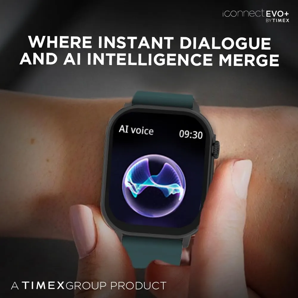 TIMEX iConnect EVO Made in India Unisex Smartwatch|Largest Display 2.04" AMOLED with 368x448 Pixel Bluetooth Calling|Rotating Functional Crown|AI Voice Assist|Upto 7 Days Battery -TWIXW404T