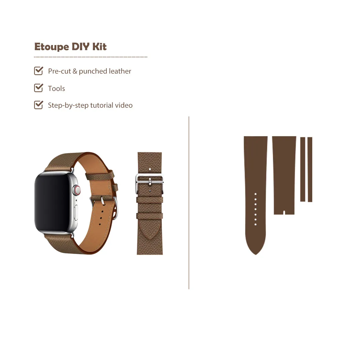 Top Grain Leather Apple Watch Band DIY Kits