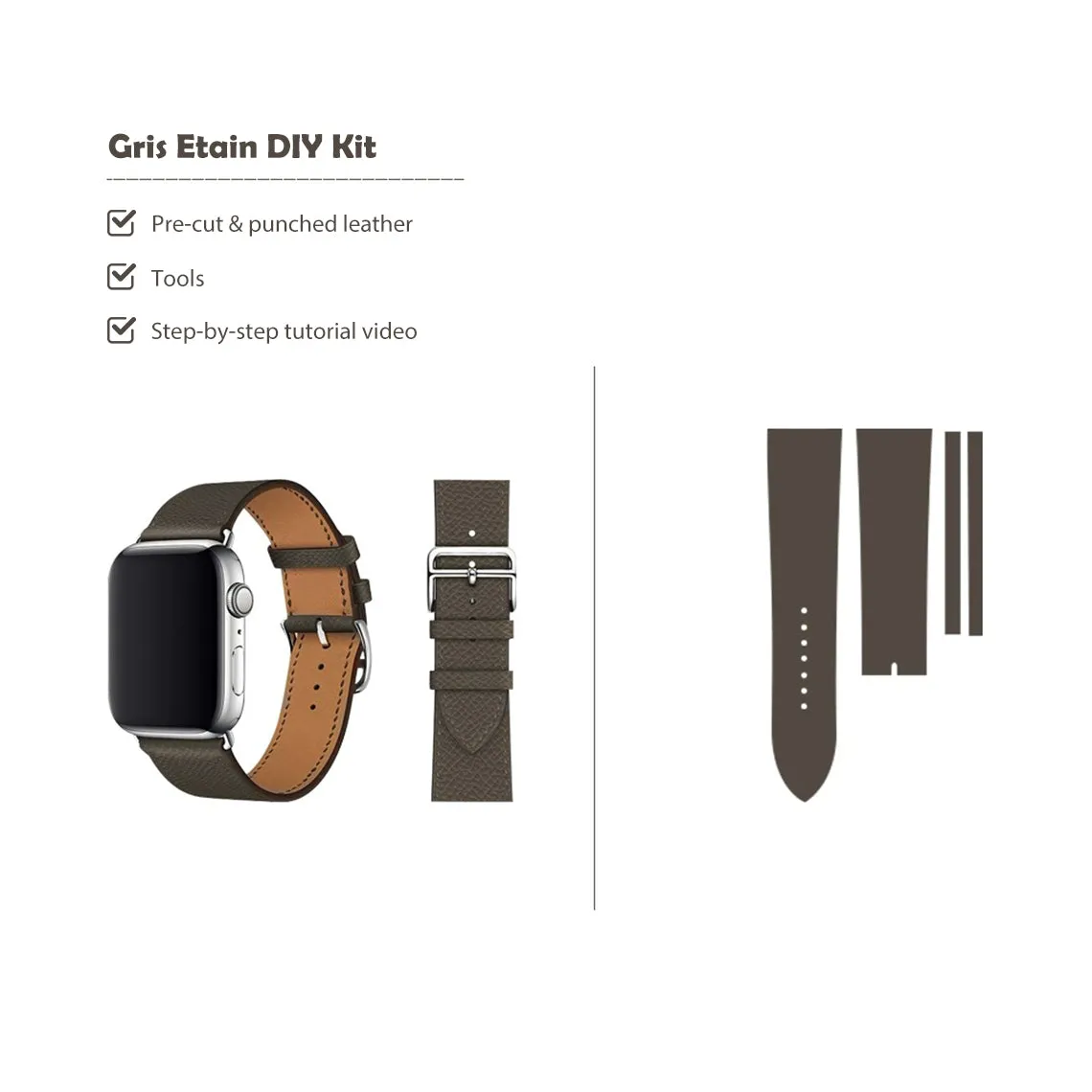 Top Grain Leather Apple Watch Band DIY Kits