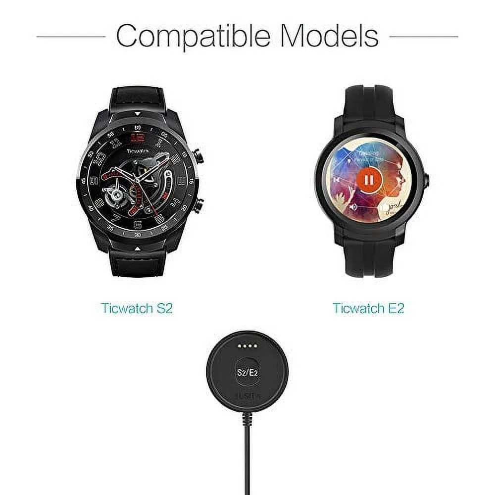 TUSITA Charger Compatible with Ticwatch E2 S2 - USB Charging Cable 100cm - Smartwatch Accessories