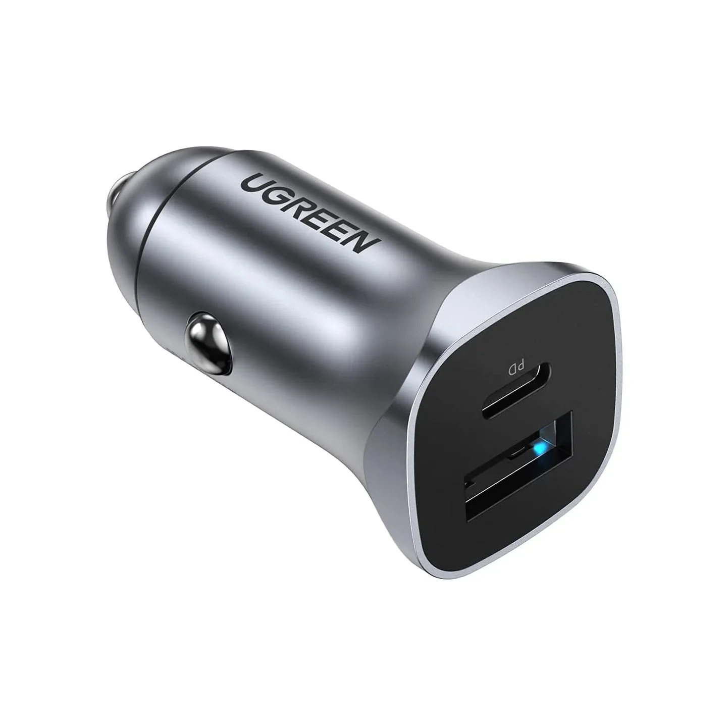 UGREEN 24W PD Dual USB Port Fast Car Charger Adapter Compatible with Mobile Devices, Tablets, Dash Camera (Space Gray) | 30780