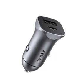 UGREEN 24W PD Dual USB Port Fast Car Charger Adapter Compatible with Mobile Devices, Tablets, Dash Camera (Space Gray) | 30780