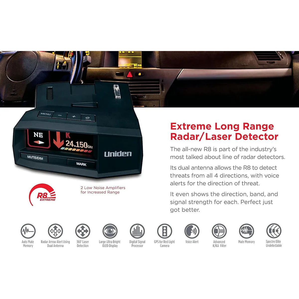 Uniden R8 Long Range Detector With GPS