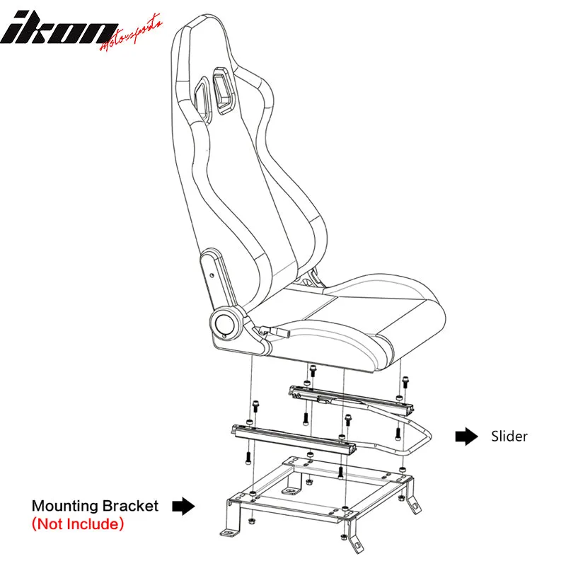 Universal 16" Lock Rail Track Set Racing Seat Adjust Dual Slider Steel