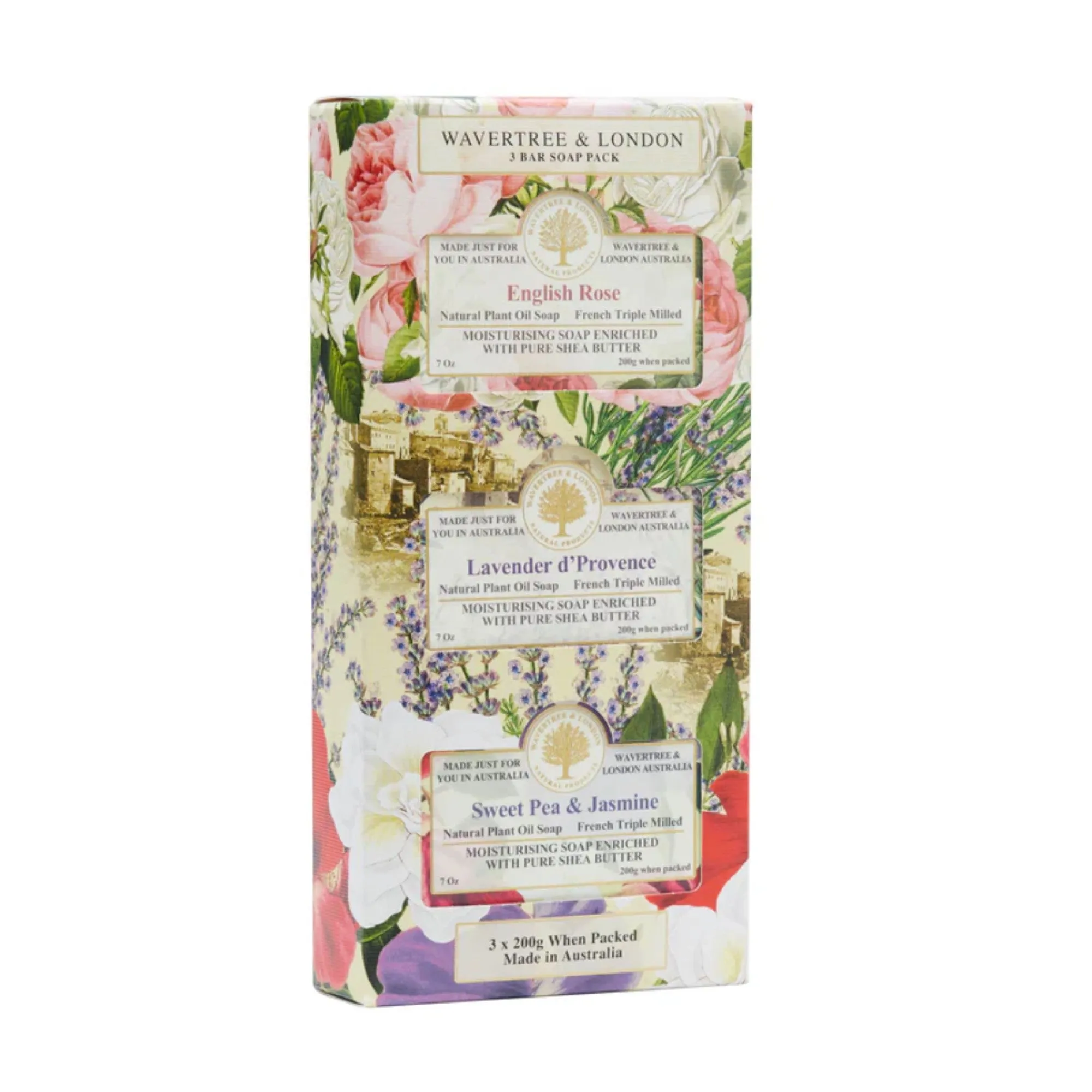 Wavertree & London Trio Pack Soap English Rose, Lavender, Sweet Pea & Jasmine