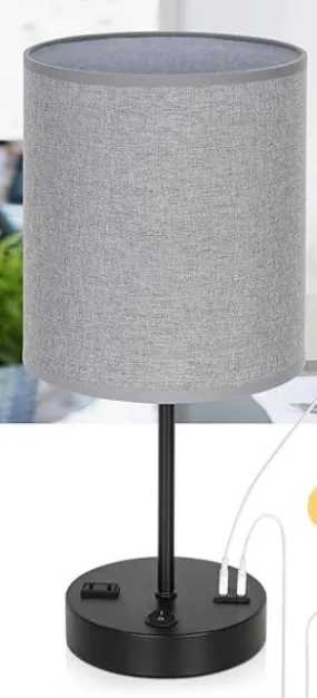 Winlala Bedside Table Lamp with USB Port and Outlet