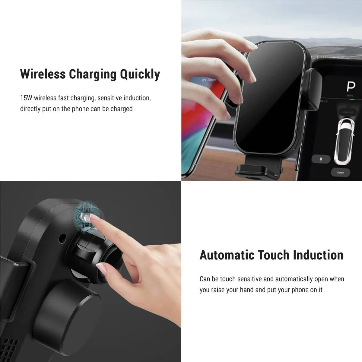 Wireless Charging Phone Holder & Storage Organizer for Tesla Model 3 / Y