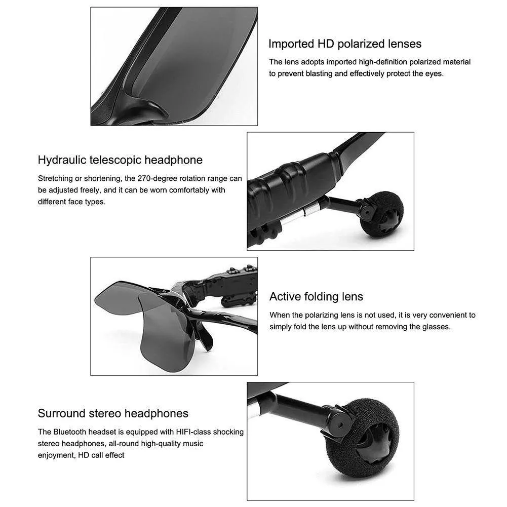 Wireless Polarized Bluetooth Sunglasses Earphone Headset Cycling