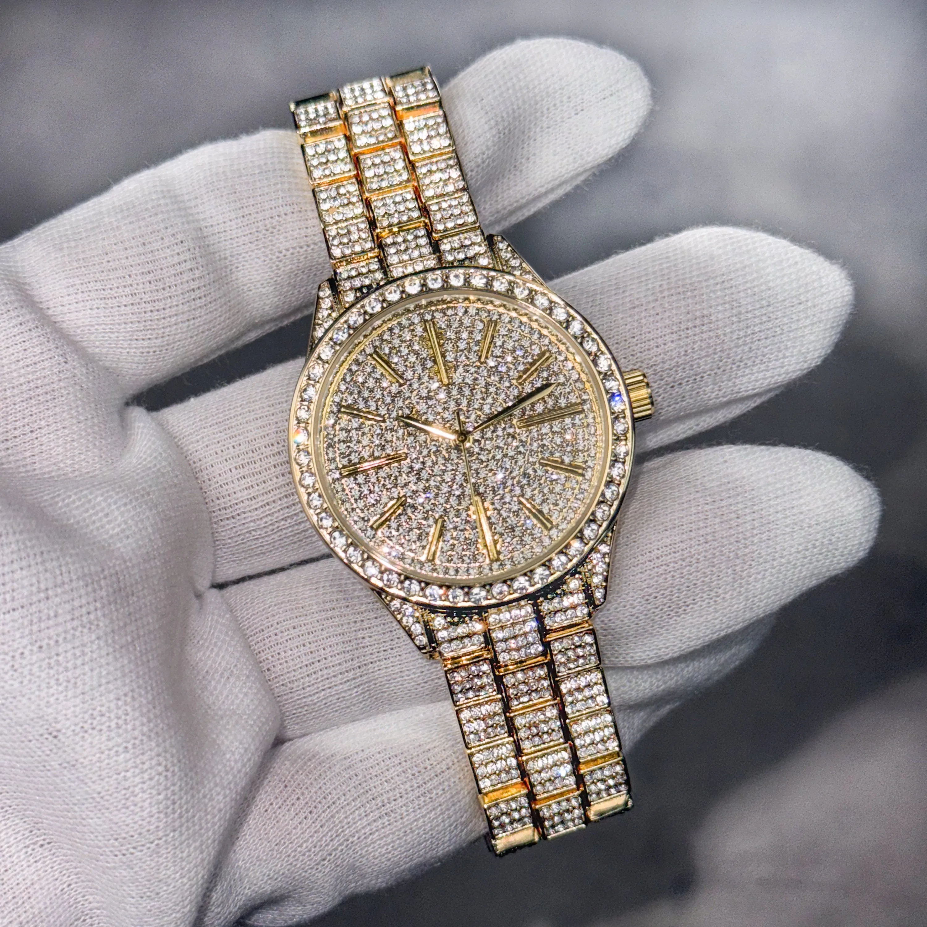 Women's Diamond Watch 39mm Case with Fully Bling-ed Dial - Quartz Movement