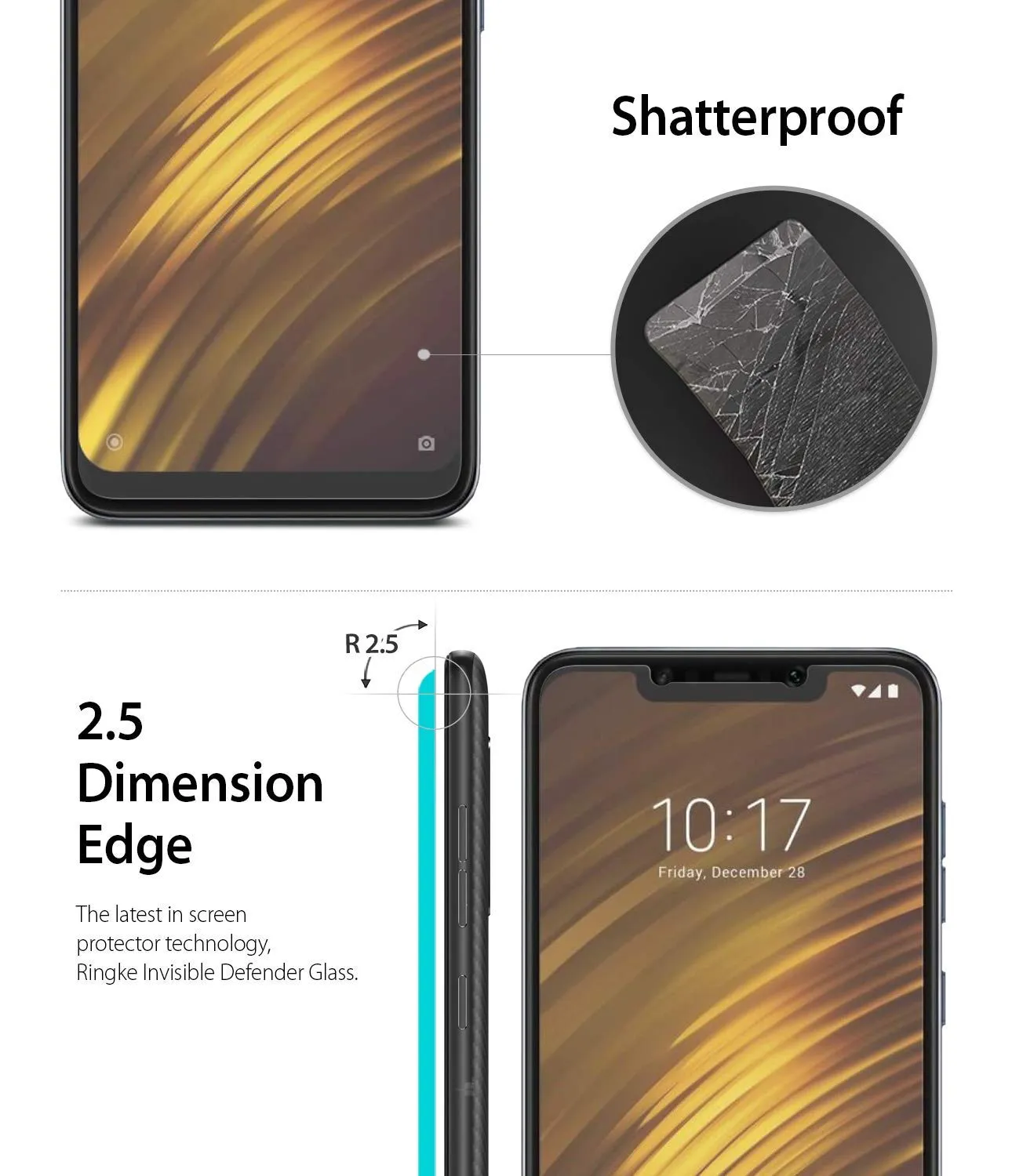 Xiaomi Pocophone F1 Tempered Glass Screen Protector Guard | FULL GLASS - 3 Pack