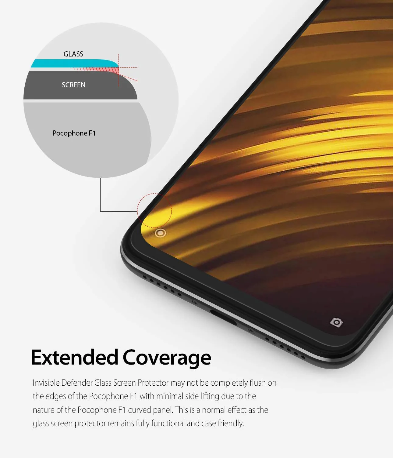 Xiaomi Pocophone F1 Tempered Glass Screen Protector Guard | FULL GLASS - 3 Pack